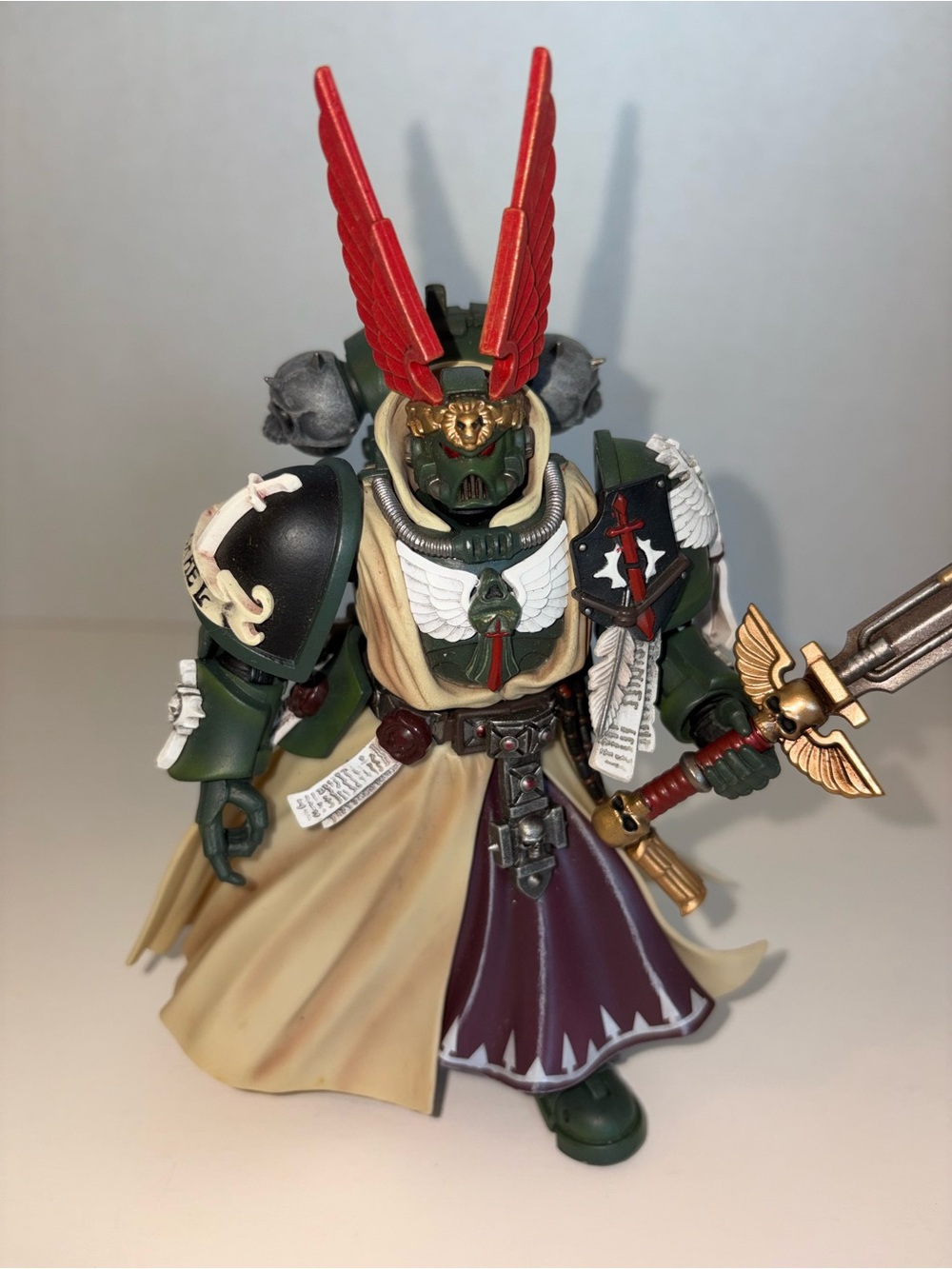 Warhammer-Supreme Grand Master Azrael. Approx 6”x4”x2” without sword. 7.5” with.